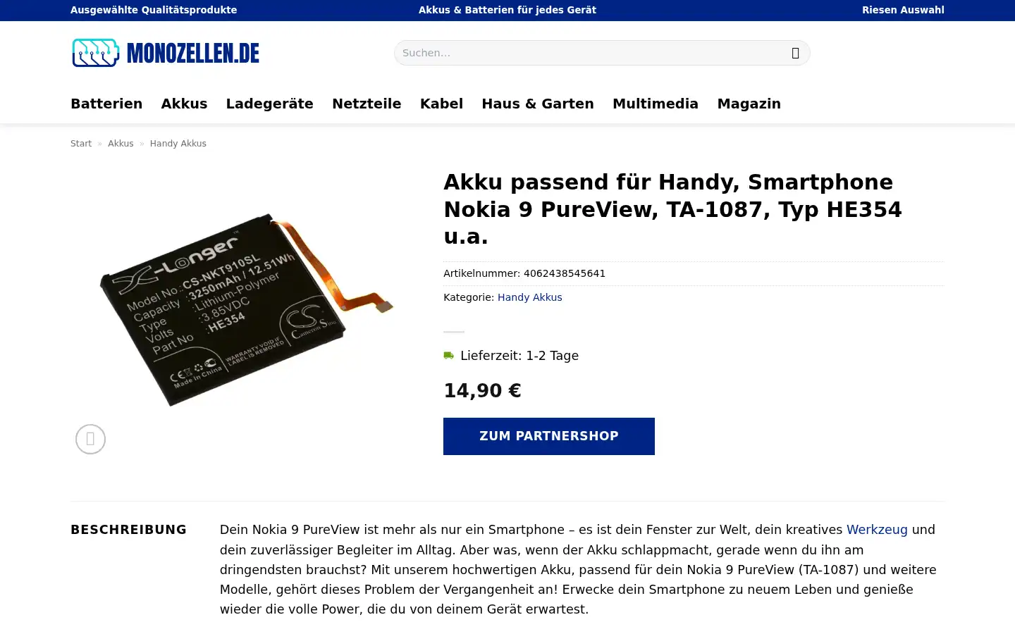 Screenshot of akkutauschen.de