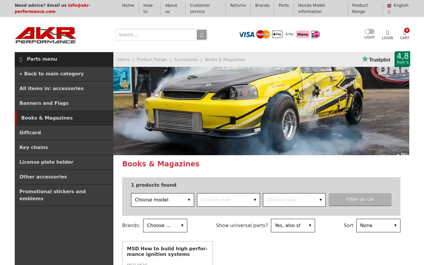 Screenshot of akr-performance.com