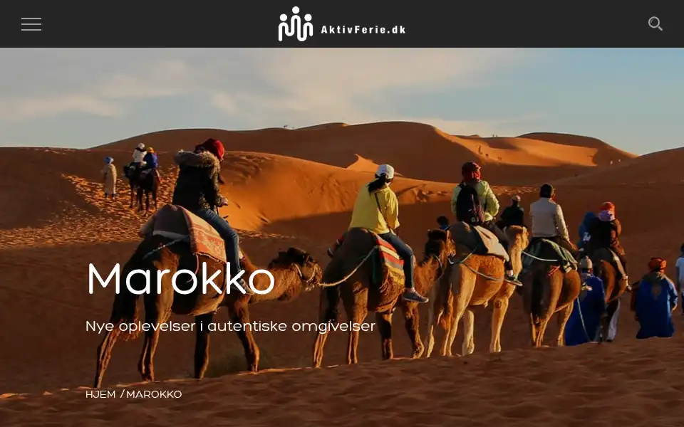 Screenshot of aktivferie.dk