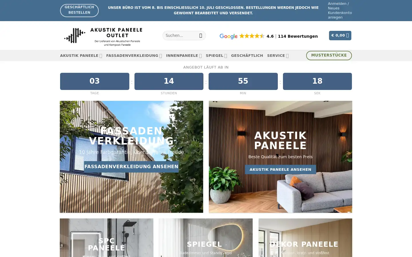 Screenshot of akustikpaneeleoutlet.de