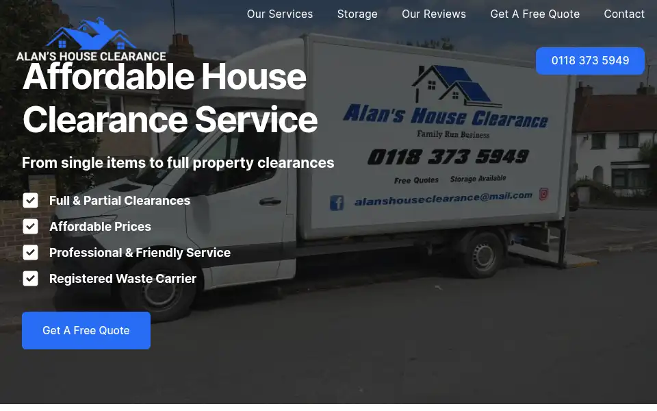 Screenshot of alanshouseclearance.co.uk