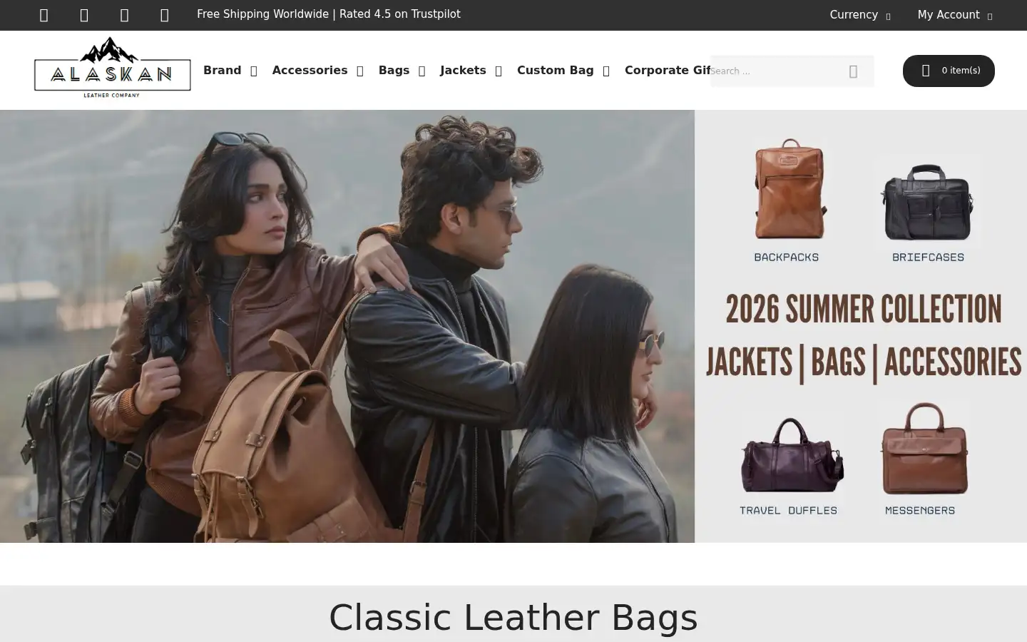 Screenshot of alaskanleathercompany.com