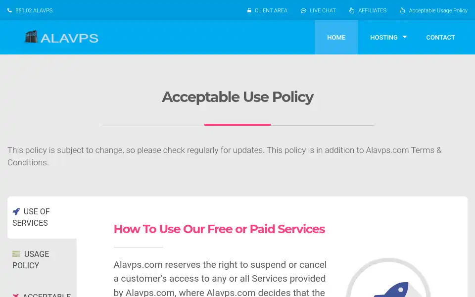 Screenshot of alavps.com