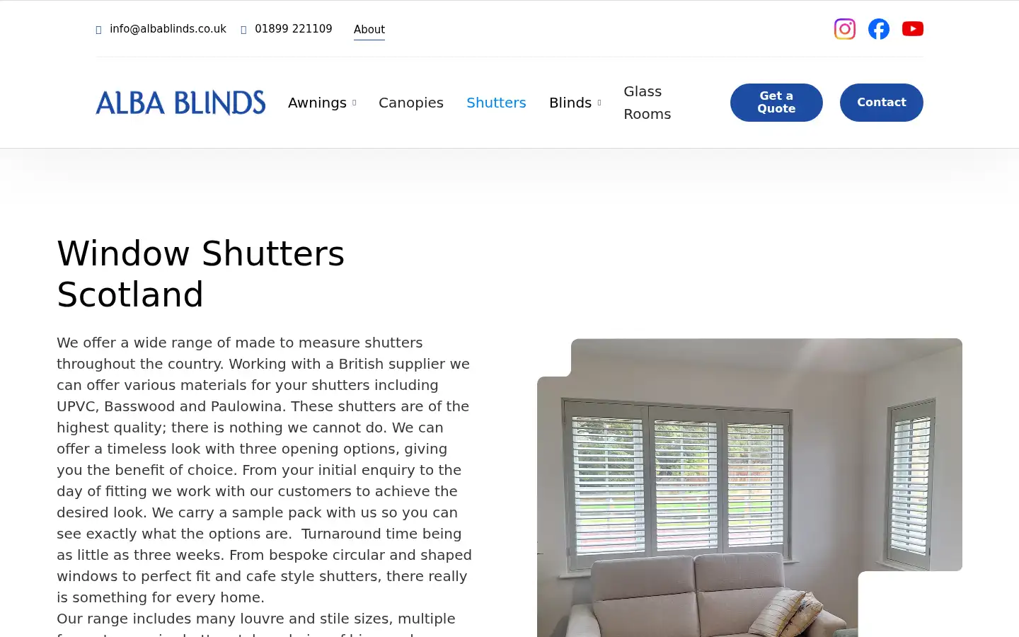 Screenshot of albablinds.co.uk