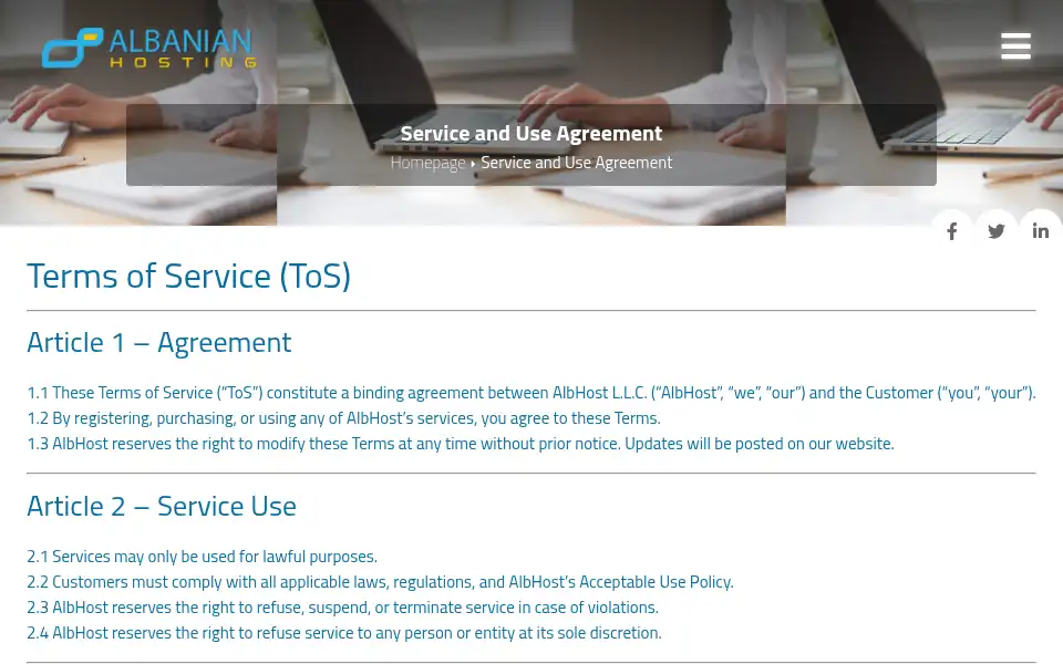 Screenshot of albahost.net