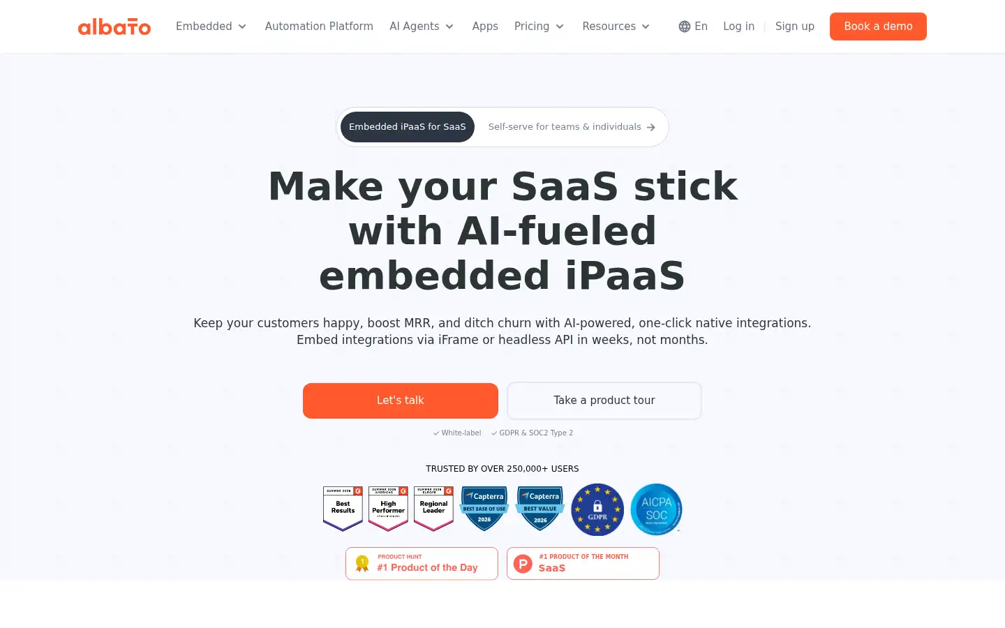 Screenshot of albato.com