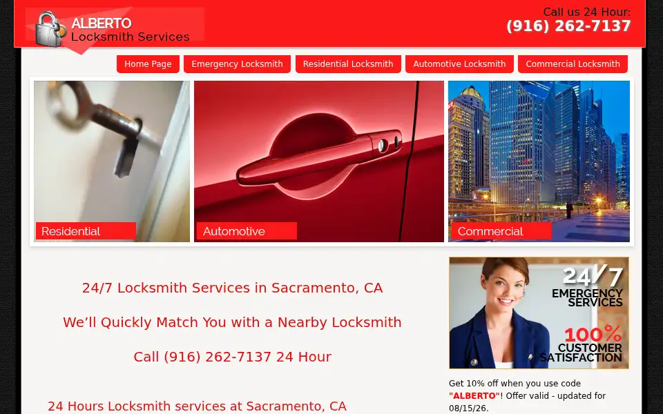 Screenshot of albertolocksmithservices.com