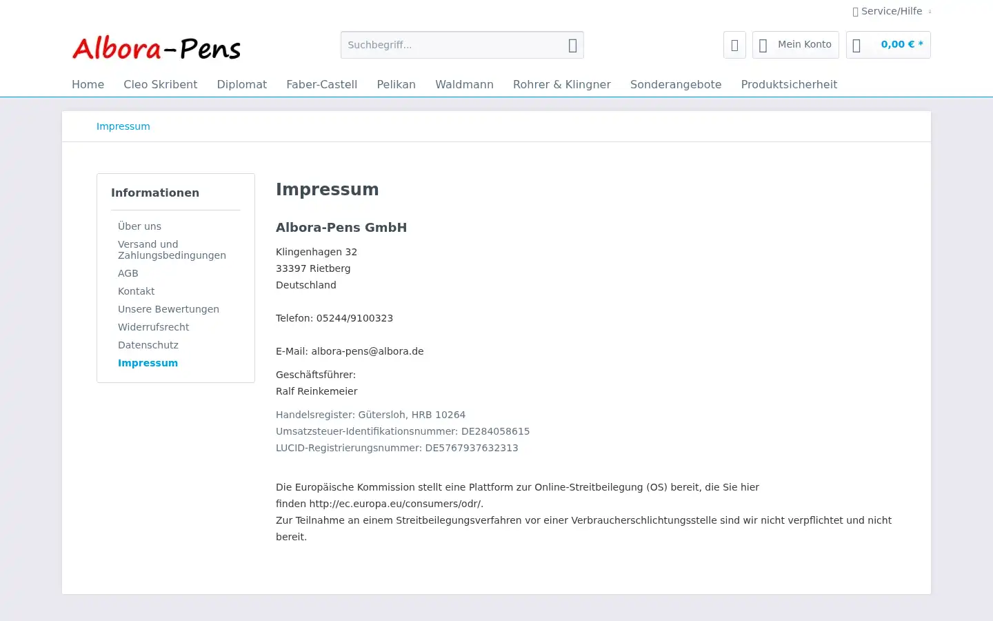 Screenshot of albora-pens.de