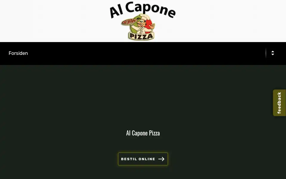 Screenshot of alcaponepizza.dk