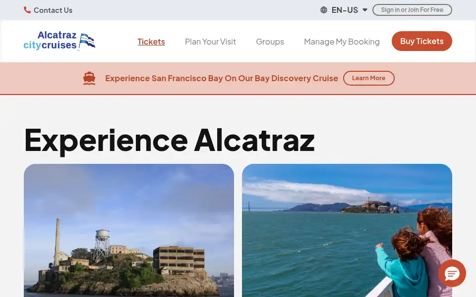 Screenshot of alcatrazcruises.com