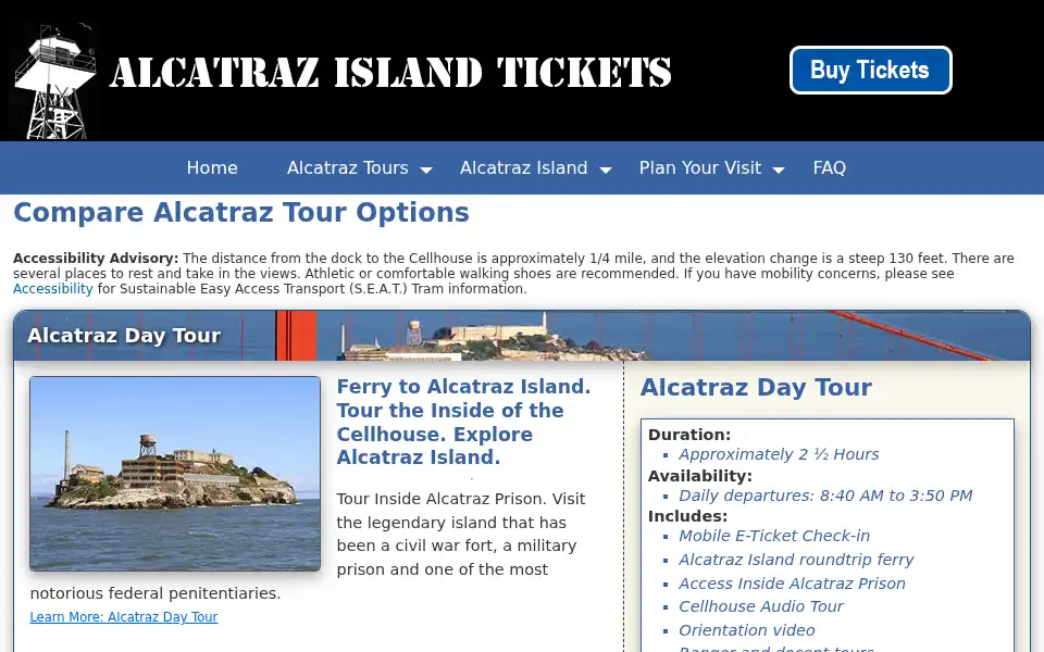 Screenshot of alcatrazislandtickets.com