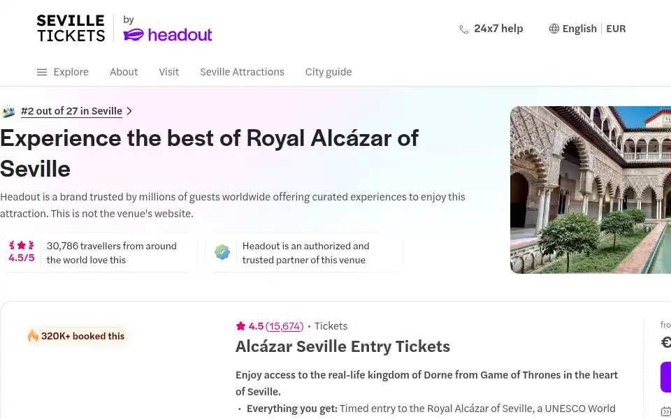 Screenshot of alcazar-seville-tickets.com