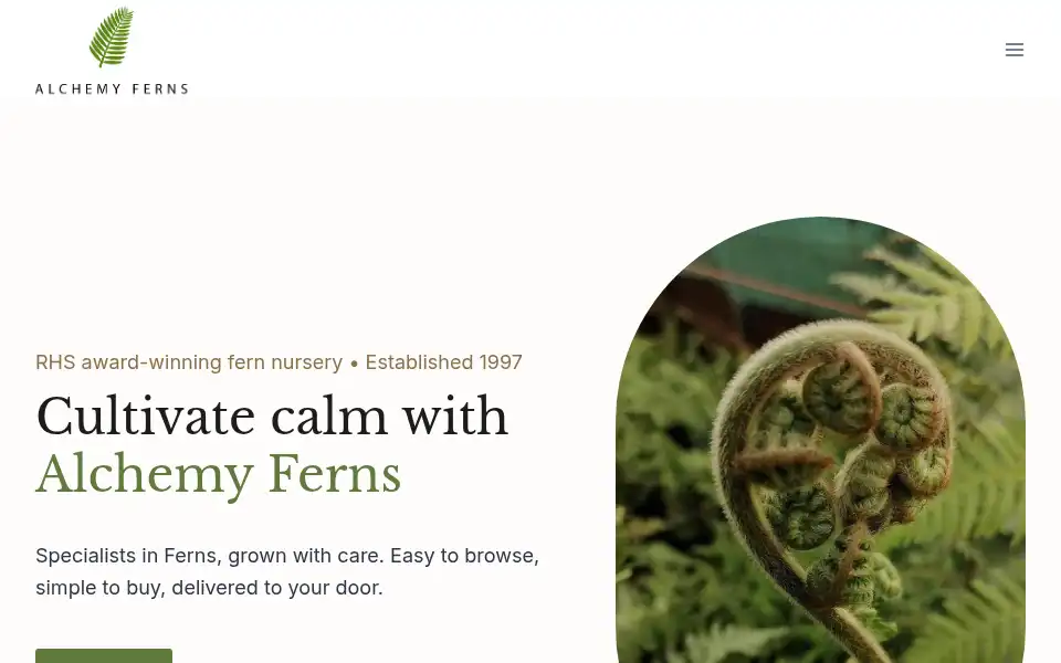 Screenshot of alchemyferns.co.uk