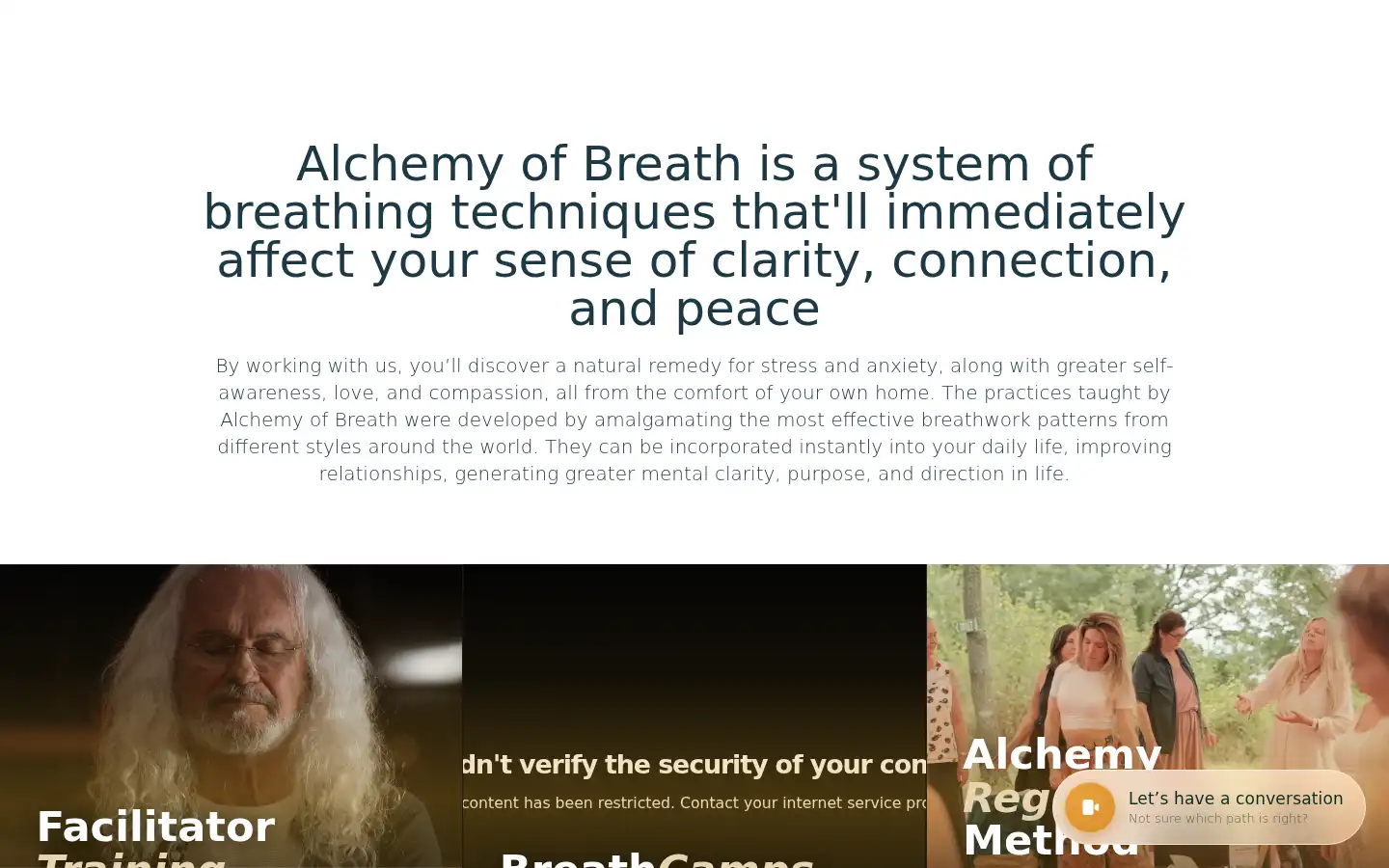 Screenshot of alchemyofbreath.com