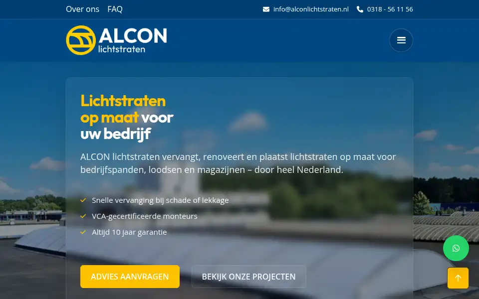 Screenshot of alconskylights.nl