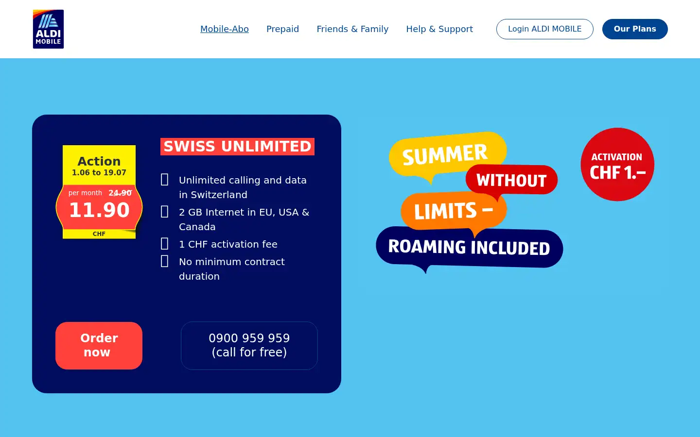Screenshot of aldi-mobile.ch
