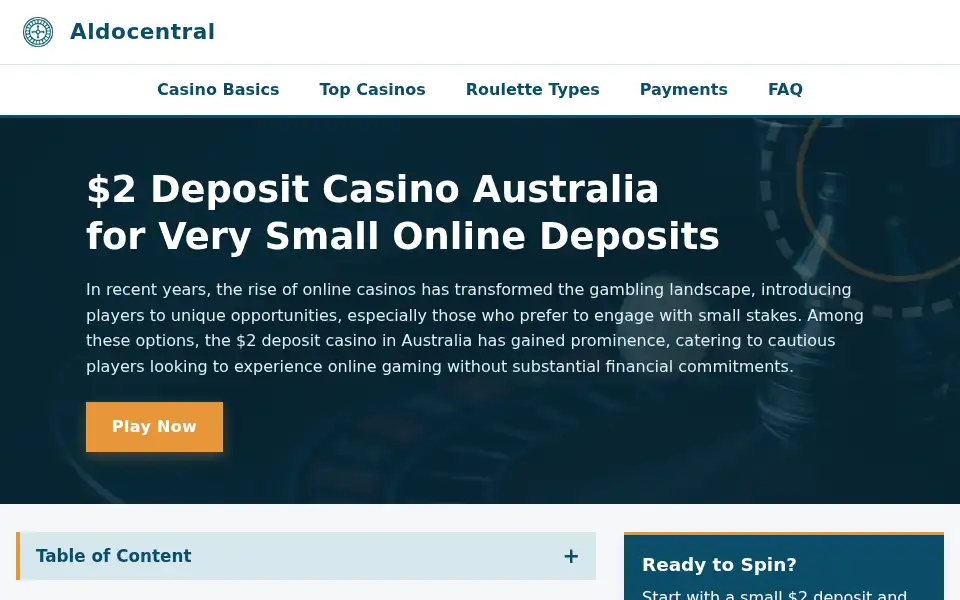 Screenshot of aldocentral.com