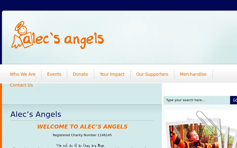 Screenshot of alecsangels.co.uk