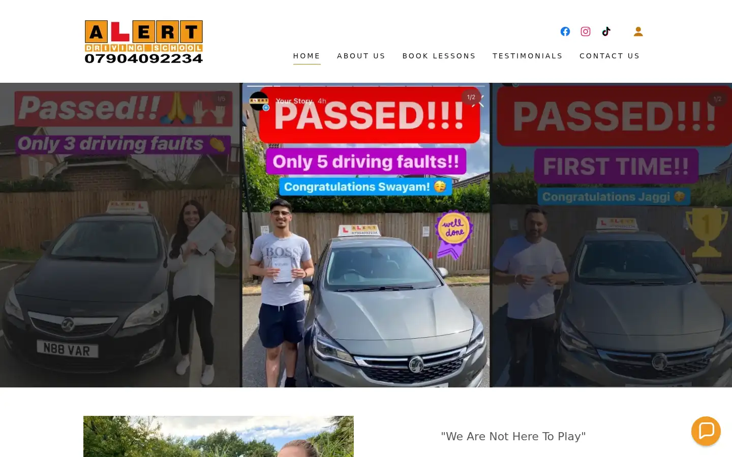 Screenshot of alertdrivingschool.co.uk