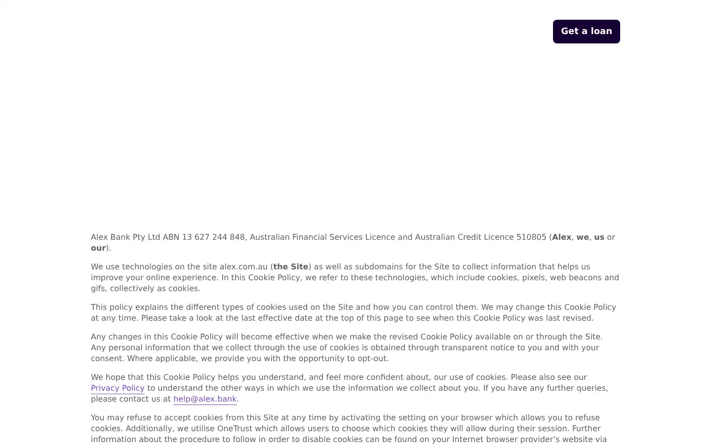 Screenshot of alex.bank