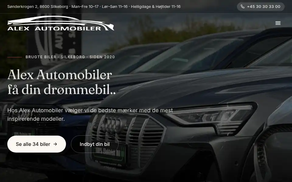 Screenshot of alexautomobiler.dk