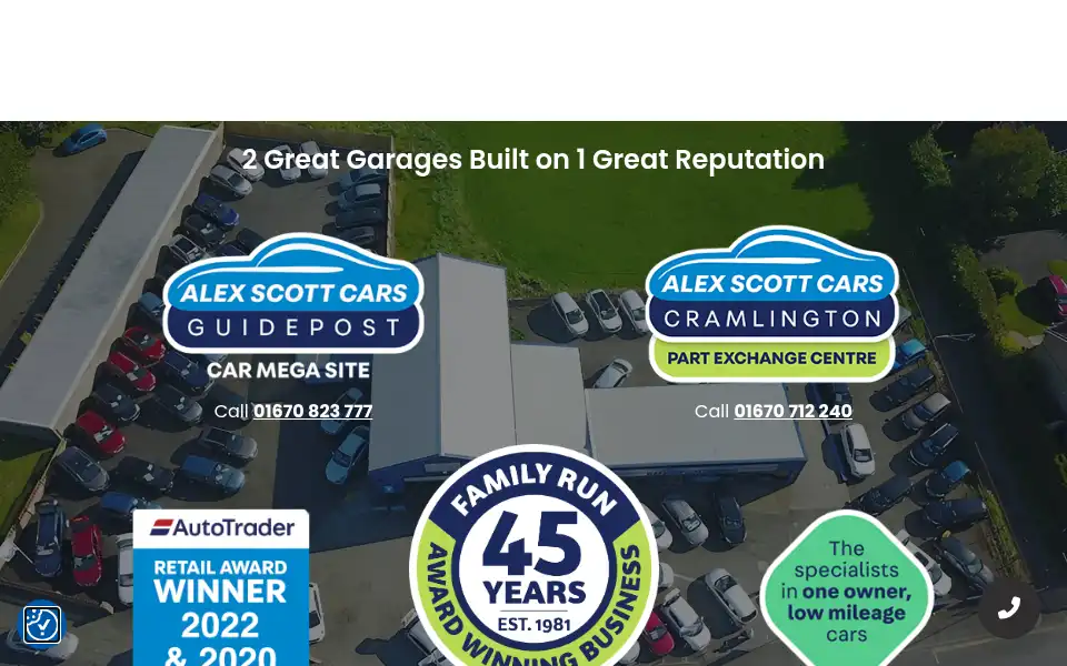 Screenshot of alexscottcarscramlington.co.uk