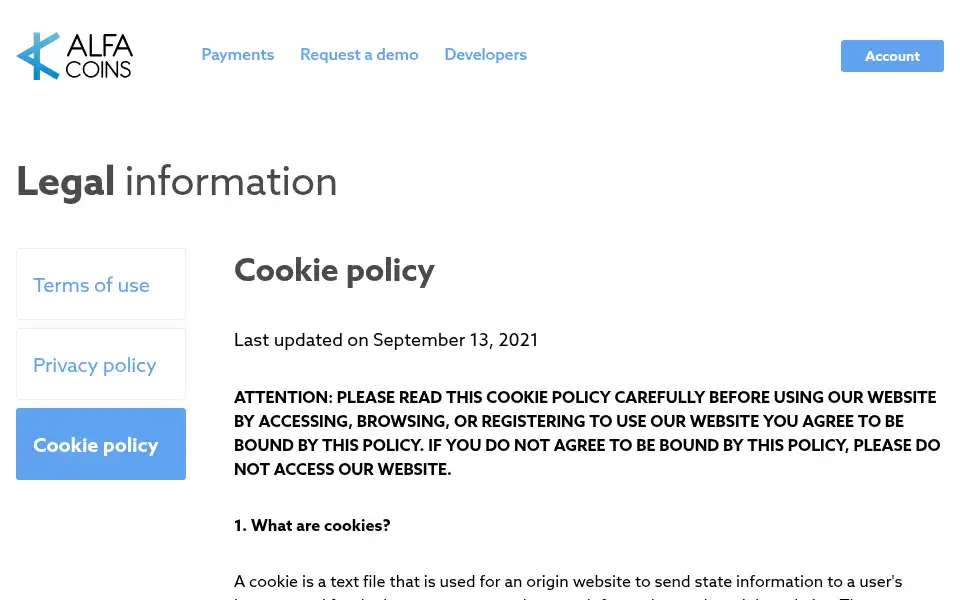 Screenshot of alfacoins.com