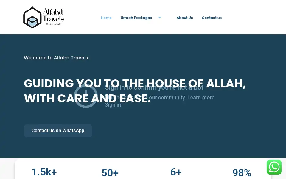 Screenshot of alfahdtravels.com