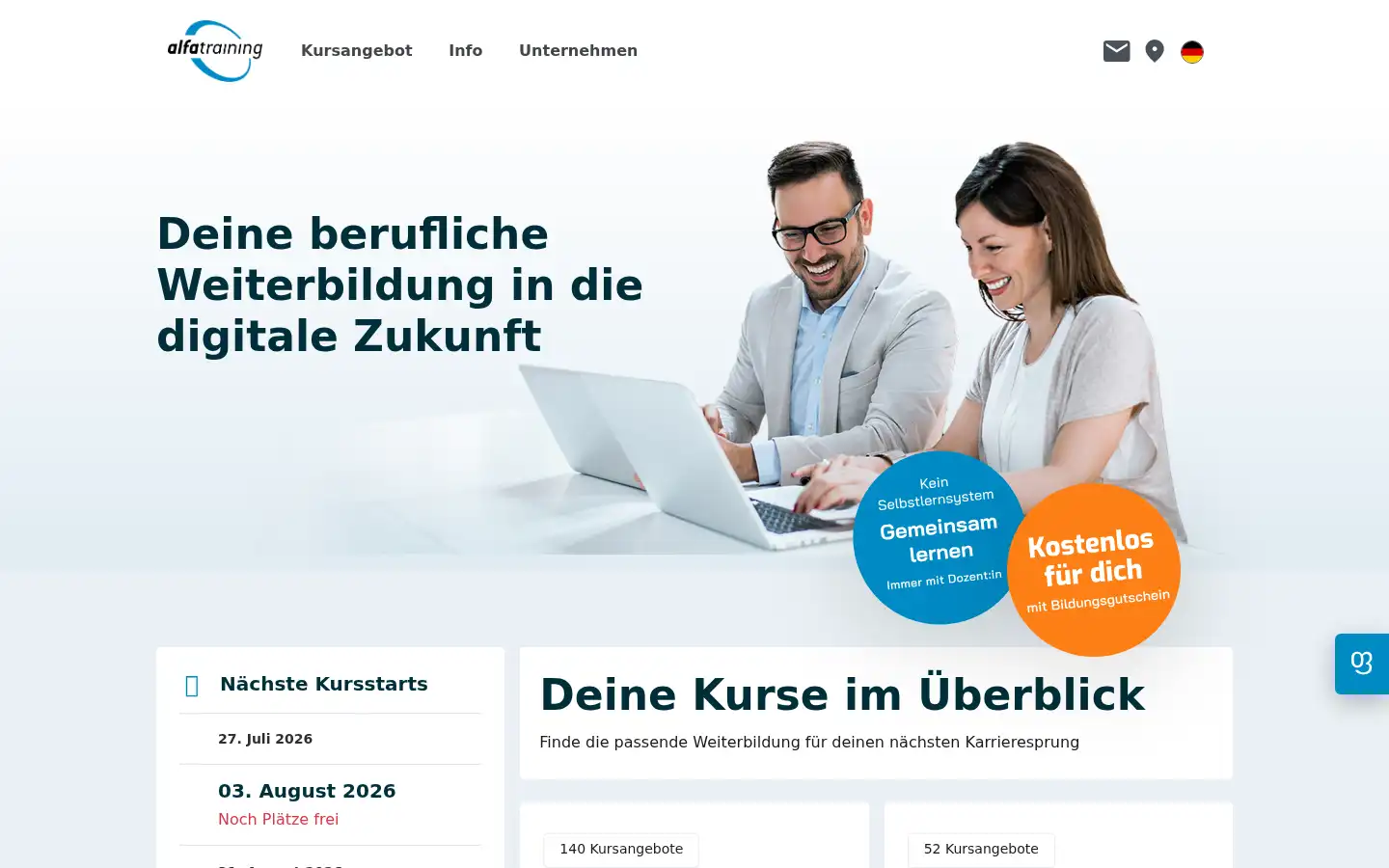 Screenshot of alfatraining.de