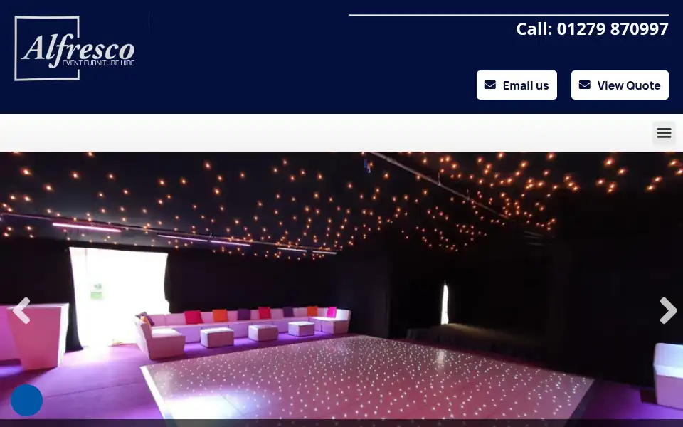 Screenshot of alfrescohire.co.uk