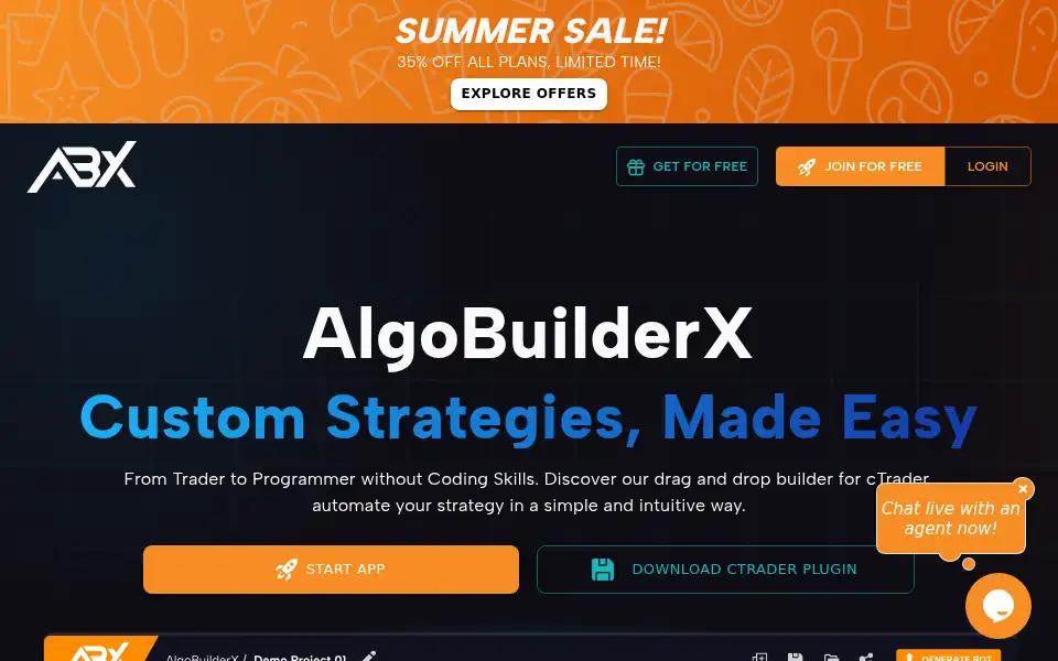 Screenshot of algobuilderx.com