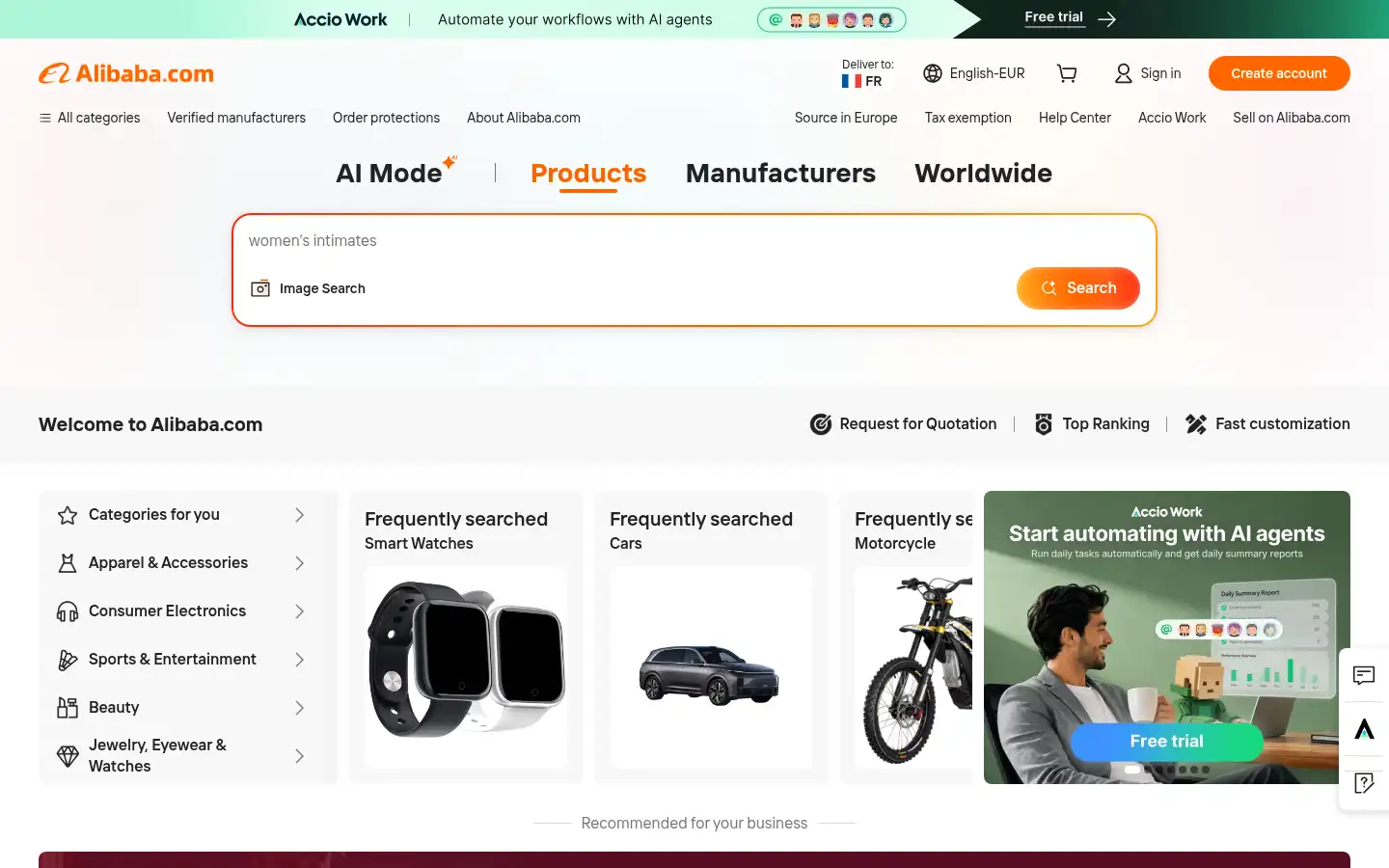 Screenshot of alibaba.com
