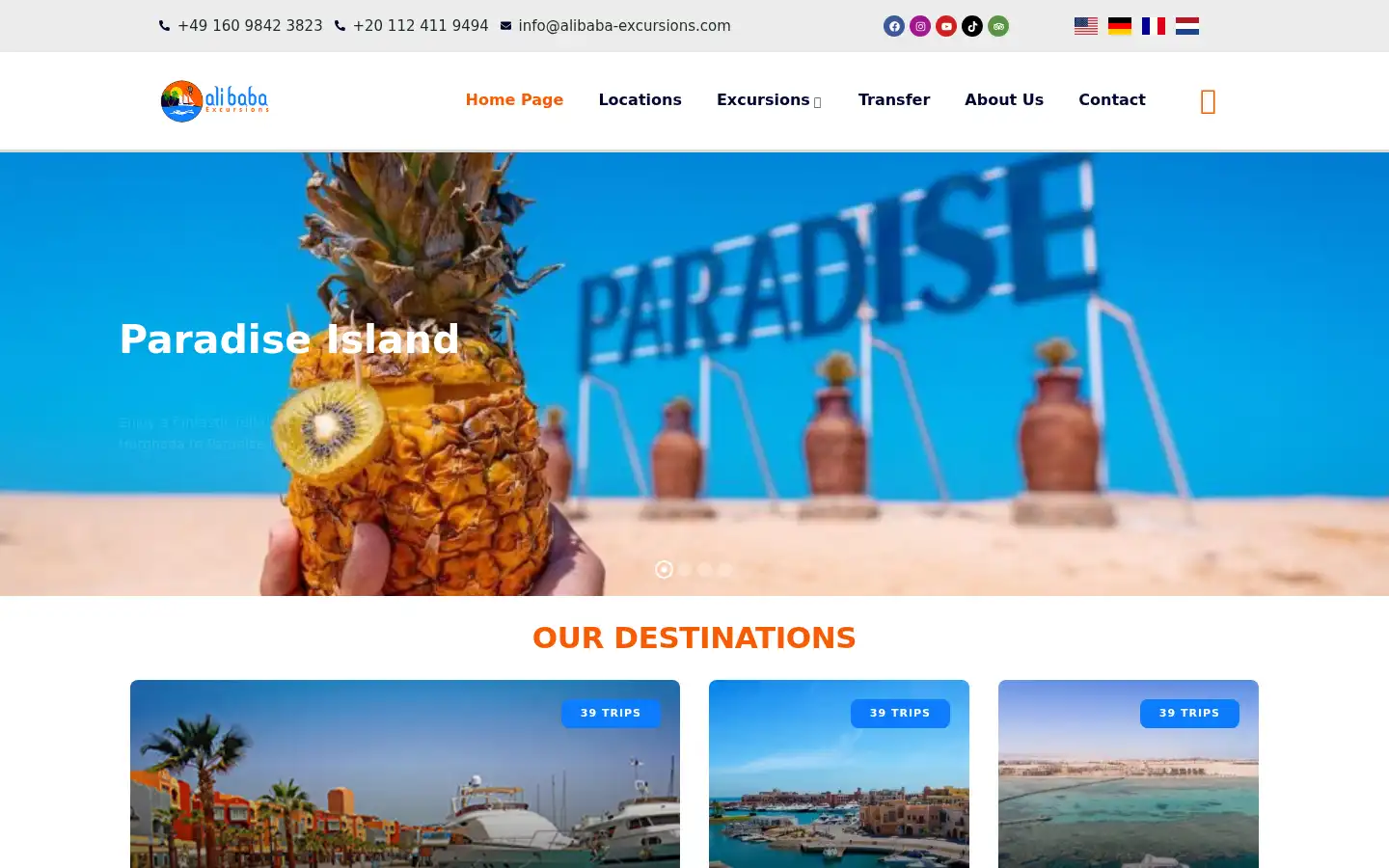 Screenshot of alibaba-excursions.com
