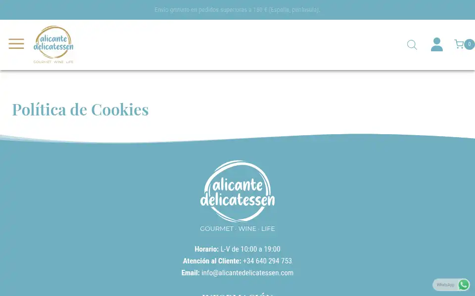 Screenshot of alicantedelicatessen.com