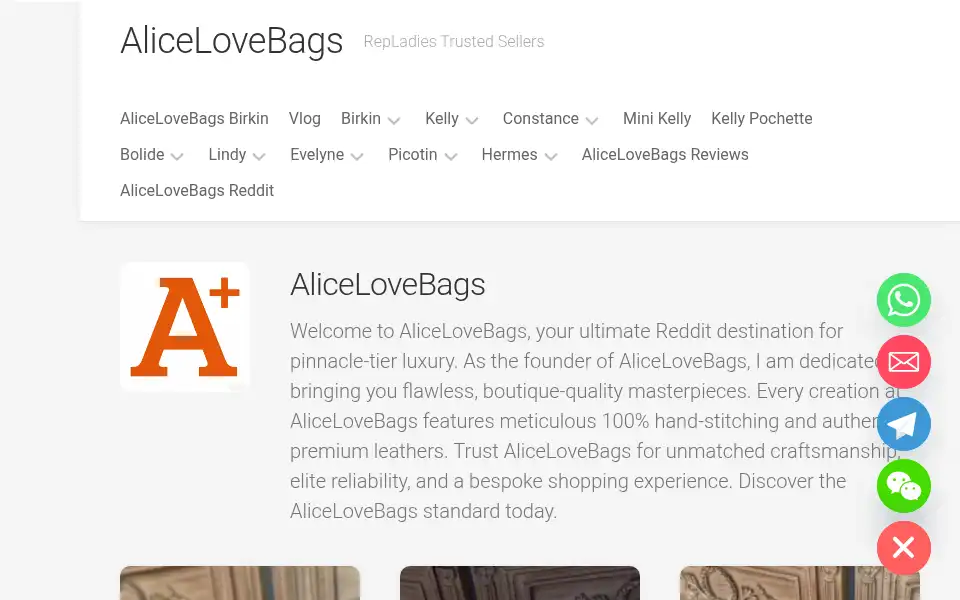 Screenshot of alicelovebag.com