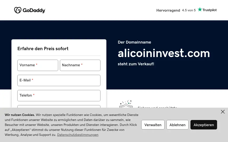 Screenshot of alicoininvest.com