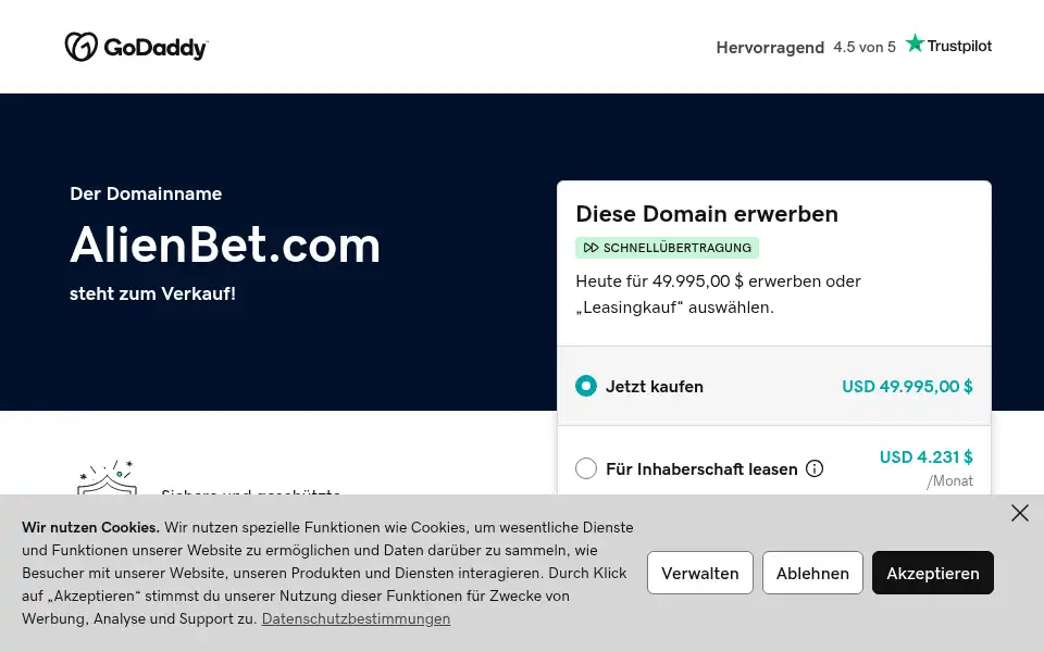 Screenshot of alienbet.com