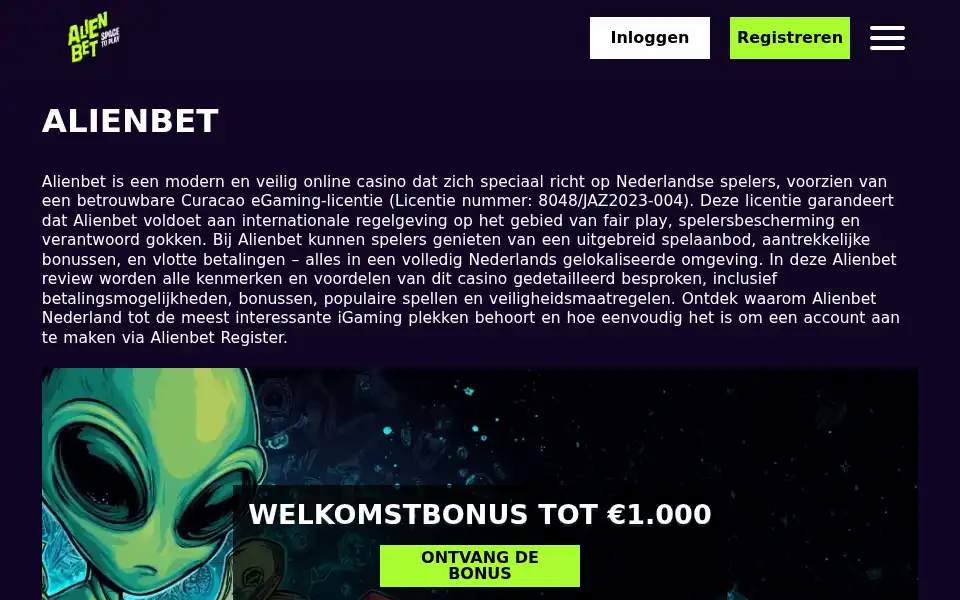 Screenshot of alienbet.nl