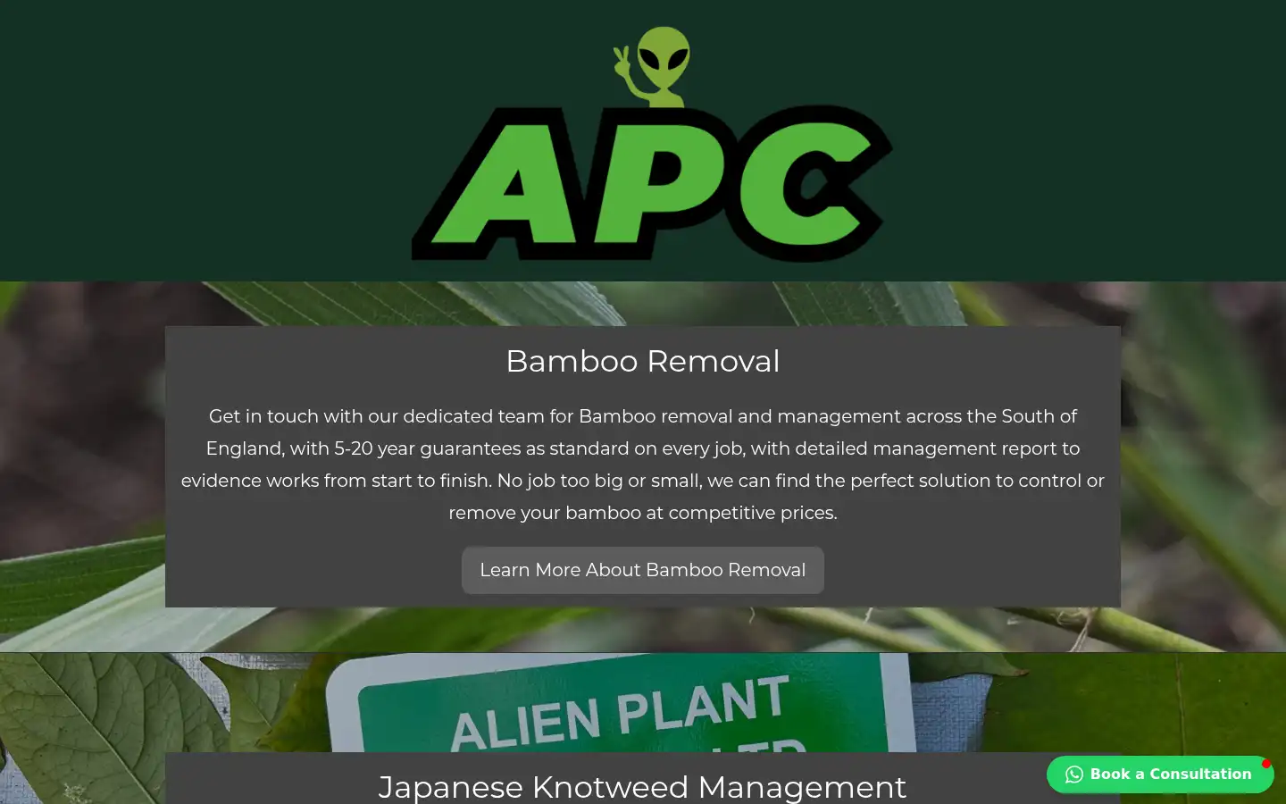Screenshot of alienplantcontrol.com