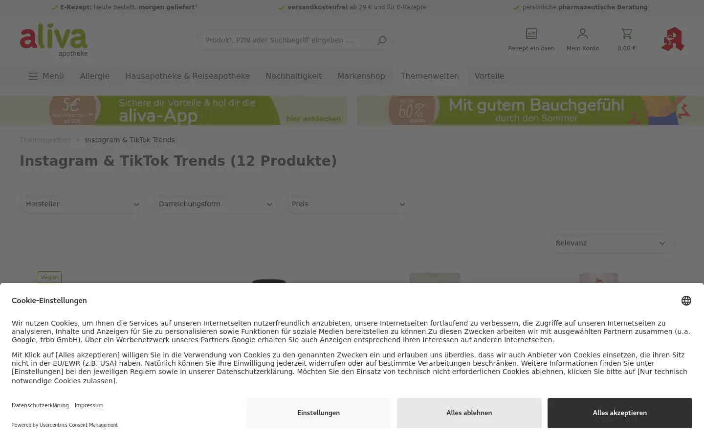 Screenshot of aliva.de