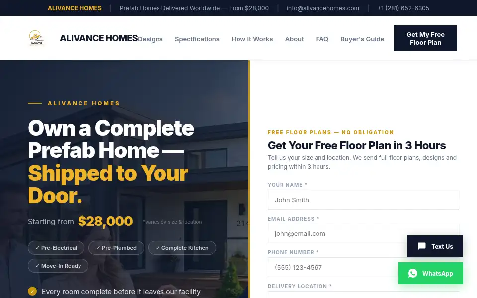 Screenshot of alivancehomes.store