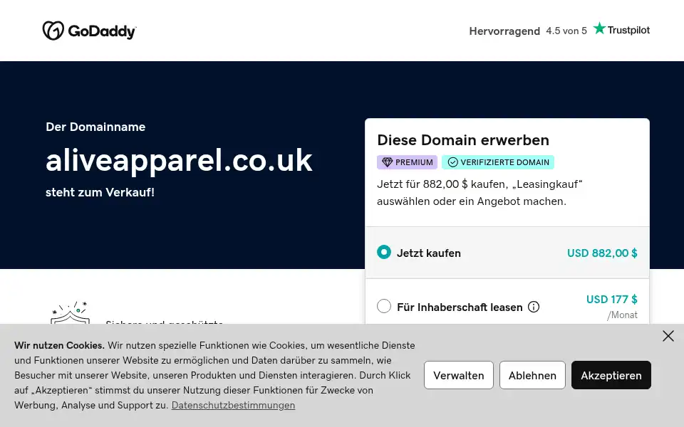 Screenshot of aliveapparel.co.uk