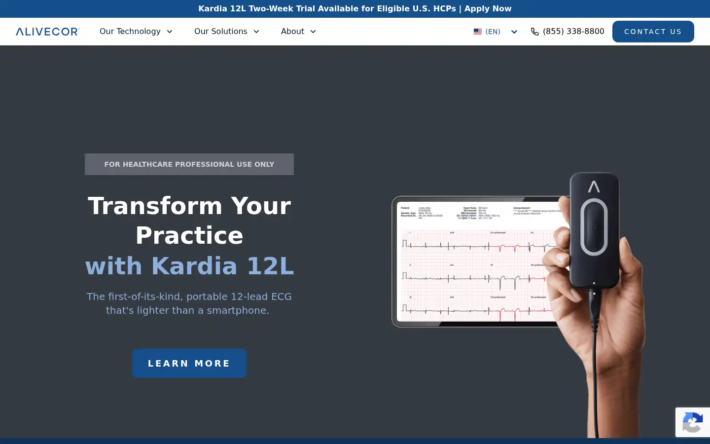 Screenshot of alivecor.com