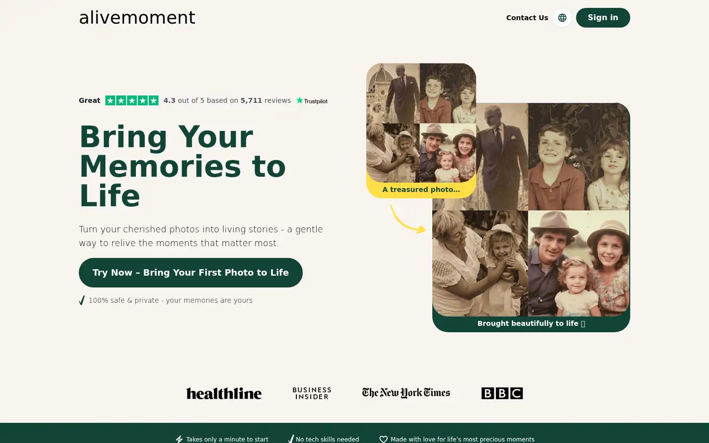 Screenshot of alivemoment.com