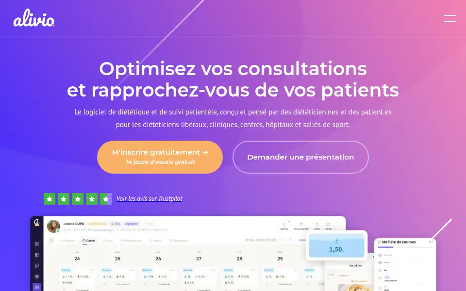 Screenshot of alivio.fr