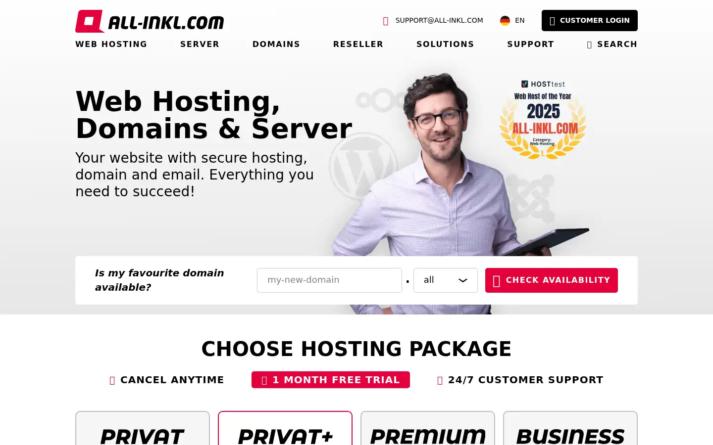 Screenshot of all-inkl.com