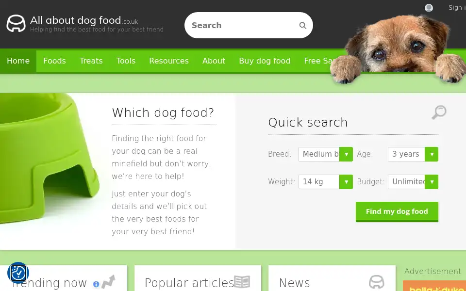 Screenshot of allaboutdogfood.co.uk
