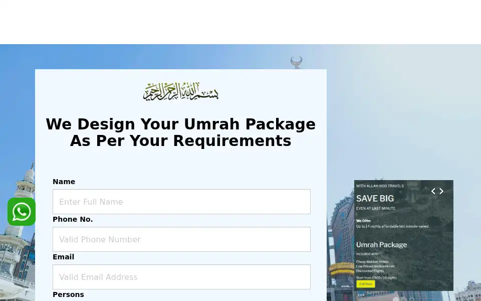 Screenshot of allahhootravels.co.uk