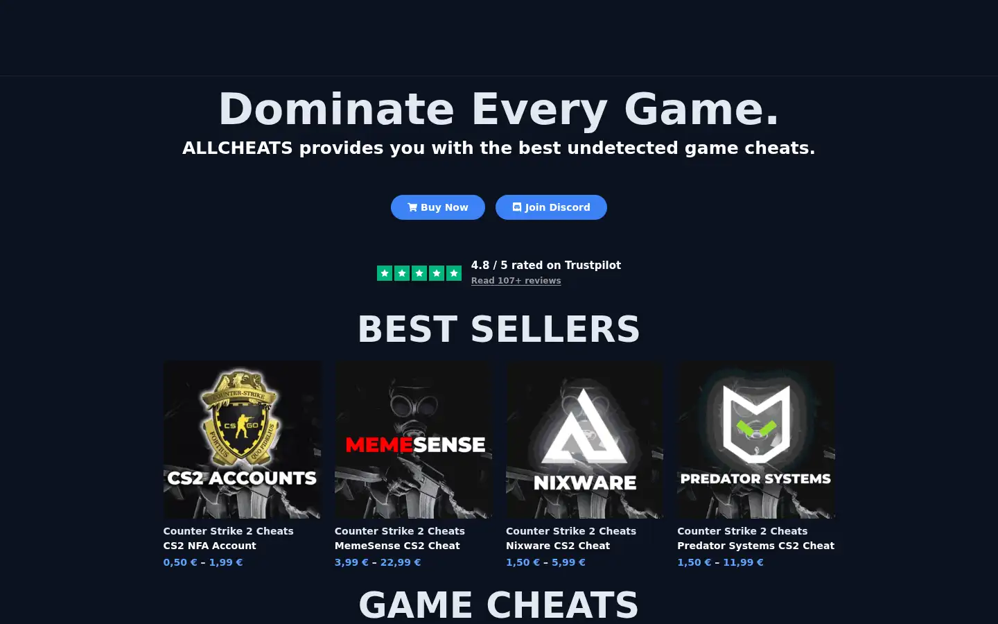 Screenshot of allcheats.net