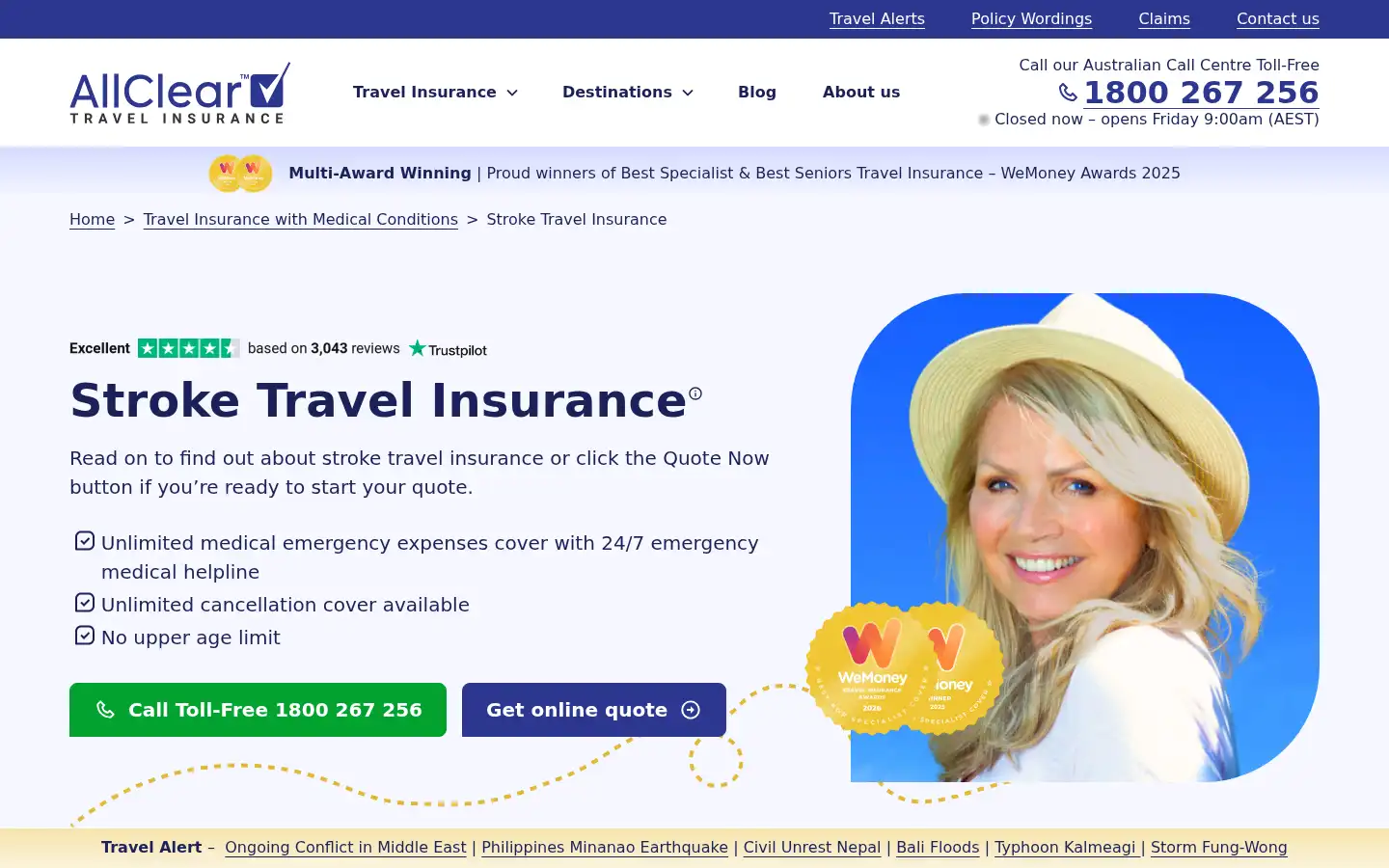 Screenshot of allcleartravel.com.au